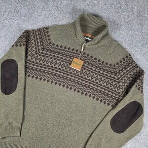 Barbour‎ Kersal Shawl Sweater Mens XXL Seaweed Green Fair Isle Wool Blend NWT